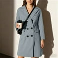 thumbnail image 2 of Niaviben Tweed Coat Double Breasted Peacoat Women Long Peacoat Women Wool Coats Womens Jacket Long Wool Winter Coats for Women Trench Coat Long Gray 5XL, 2 of 6