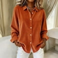 thumbnail image 2 of WULMLEO Women's Corduroy Shirt Casual Loose Fit Long Sleeve Lapel Button Down Fall Winter Tops Orange M, 2 of 9