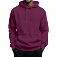 thumbnail image 2 of gzxflxpge Hooded Sweatshirt Men Causal Loose Fit Long Sleeve Sweater Fashion Breathable Warm Fall Winter Top with Pockets Wine 3XL, 2 of 8