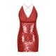 thumbnail image 5 of Puntoco Vestidos Mujer Elegante Fiesta De Las Mujeres Sexy Prom Moda Cuello De Pie Con Cordones Manga Larga Borla De Lentejuelas Espalda Abierta Falda Corta, 5 of 6