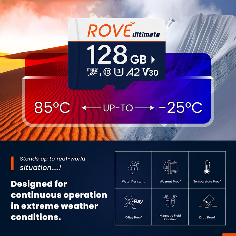 ROVE R2-4K Dash Cam  128GB Micro SD Card 