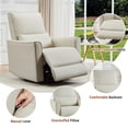 thumbnail image 3 of Swivel Rocking Recliner Chair, Manual Leather Recliner with Lumbar Support & Padded Armrest, Comfortable Rocker for Living Room Bedroom Nursery, 3 of 7