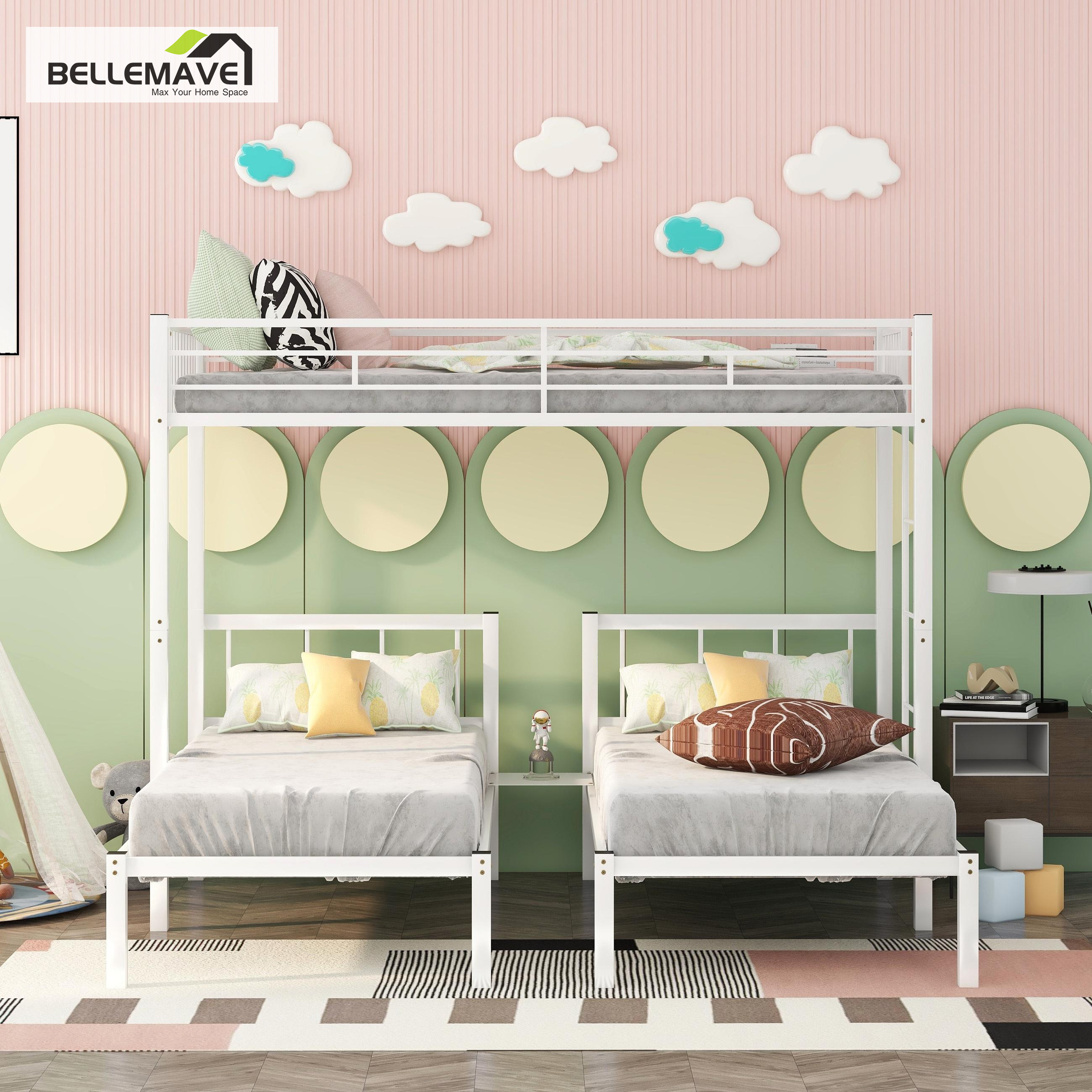 Bellemave Metal Triple Bunk Bed with Ladder, Twin over Twin over Twin