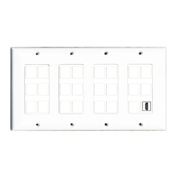Ultra Spec Cables Custom Wall Plate White with up to 24 Keystone Ports