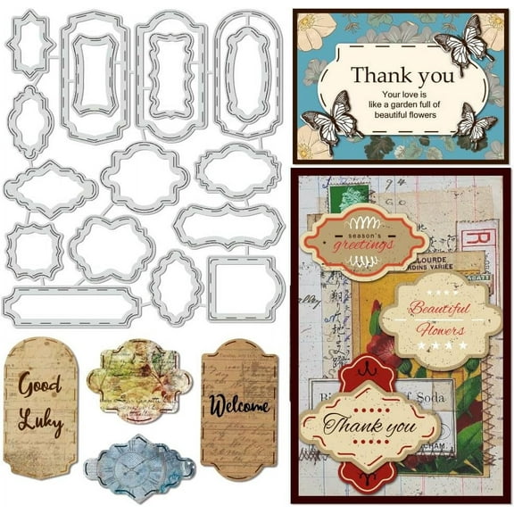 Tag Carbon Steel Cutting Dies Stencils Label Frame Cutting Dies for Card Making DIY Scrapbooking Photo Album Decorative Embossing Number Tag Making 0.8mm Thick