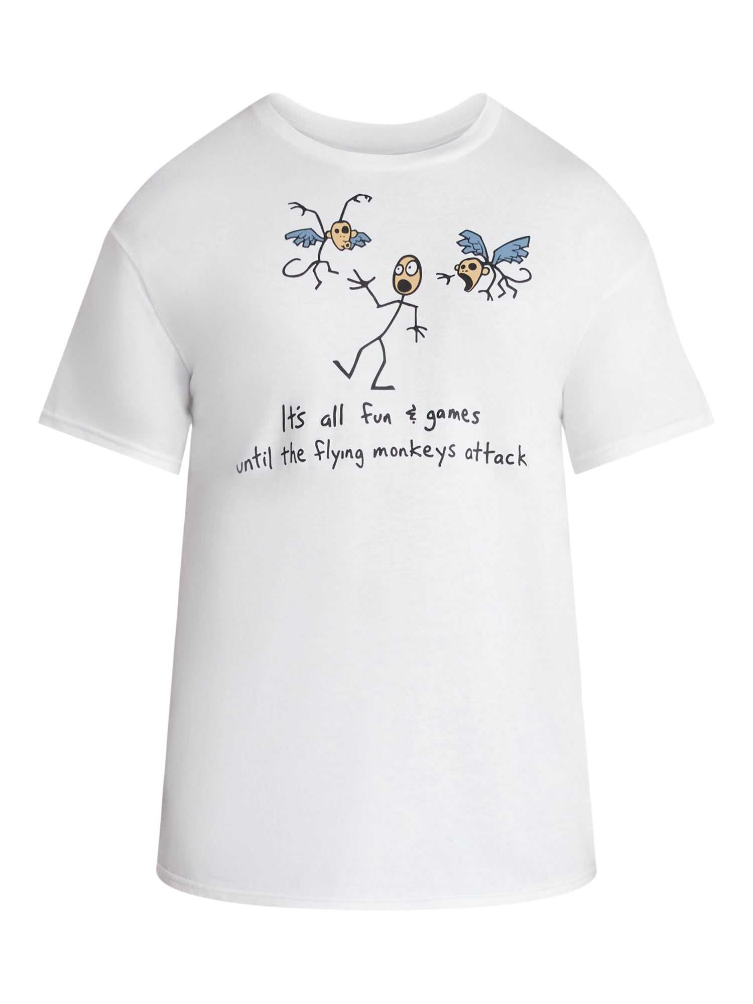 Humor Men's and Big Men's Flying Monkeys Attack Men's Short Sleeve Graphic Tee, Size S-3XL
