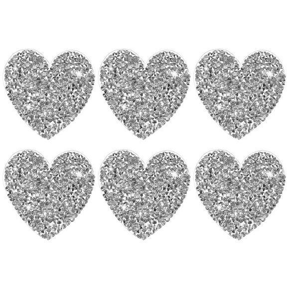 Uxcell 6-Pack Parches de Corazón de Strass para Planchar 5.5cm Adhesivos Brillantes para DIY/Ropa/Zapatos/Bolsas