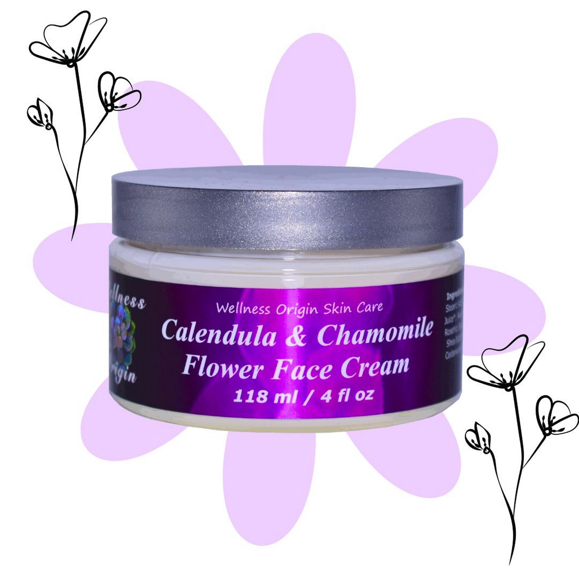 Wellness Origin Organic Calendula & Chamomile Flower Face Cream, 4 oz