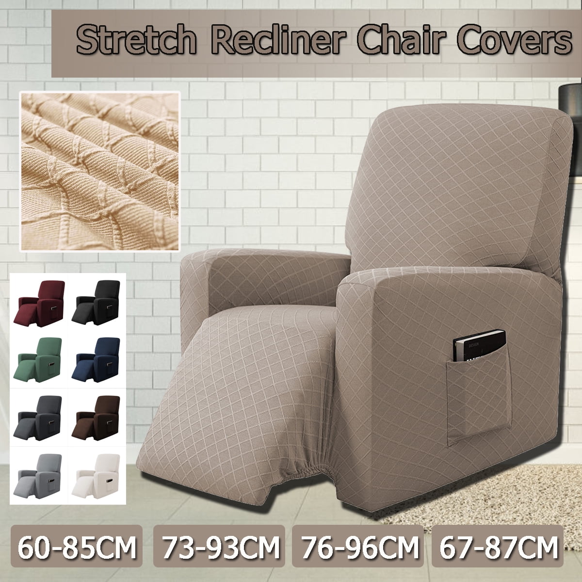 Elastic Recliner Sofa Slipcover Armchair Cover Pure Color Soft Recliner Sofa Slipcover Armchair