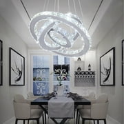Diisunbihuo LED Rings Chandelier Modern Crystal Pendant Light Three Round Light Ceiling Lamp for Bedroom Home Hallway