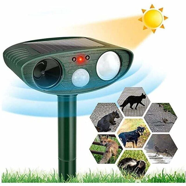 Ultrasonic Cat Repellent, Solar-Powered Outdoor Waterproof Animal Repeller with Motion Sensor for Cats and Dogs
