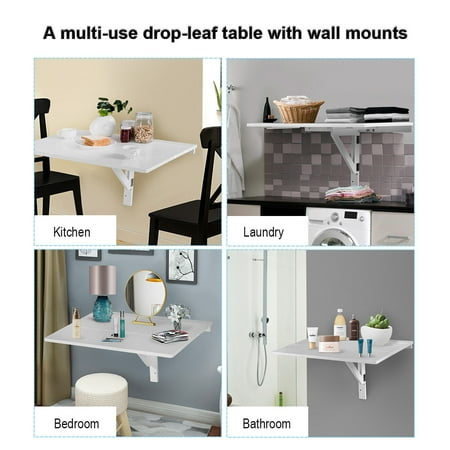 Gymax Wall Mounted Drop Leaf Table Folding Kitchen Dining Gymax Wall Mounted Drop Leaf Table