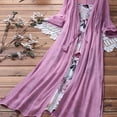 thumbnail image 3 of Vestido de dos piezas con mangas 3/4 y cuello redondo con estampado floral estilo bohemio para mujer de Qertyioot, 3 of 5