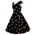 thumbnail image 3 of Tejiojio Fall Women Plus Size Party Dress Flower Lace Insert Mock Button Bowknot Vintage Dress, 3 of 4