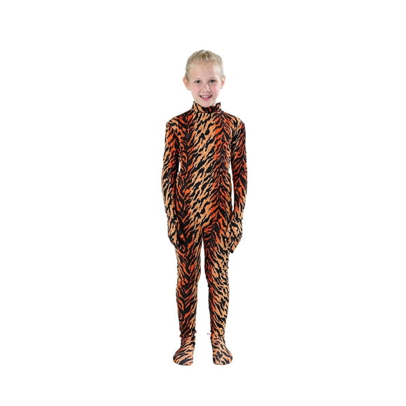 Full Bodysuit Kids Dancewear Solid Color Spandex Zentai Child Unitard (Medium, Tiger)