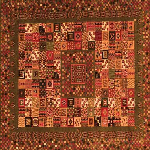 Ahgly Company Indoor Square Abstract Orange Contemporary Area Rugs, 8' Square