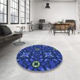 thumbnail image 4 of Ahgly Company Machine Washable Indoor Round Transitional Blue Area Rugs, 3' Round, 4 of 7
