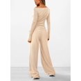 thumbnail image 4 of Conjuntos de Dos Piezas para Mujer: Camiseta Asimétrica de Larga, Pantalones Anchos y Chándal Informal. Crema XS, 4 of 8