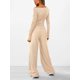 thumbnail image 4 of Conjuntos de Dos Piezas para Mujer: Camiseta Asimétrica de Larga, Pantalones Anchos y Chándal Informal. Crema XS, 4 of 8
