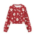 thumbnail image 4 of COEQINE Girls Athleisure Crop Top, Long Sleeve Crewneck Sweatshirt for Fall, Sporty Casual Streetwear Pullover Loose Fit Age 9-10, Santa Claus Ho Ho Ho Red, 4 of 7