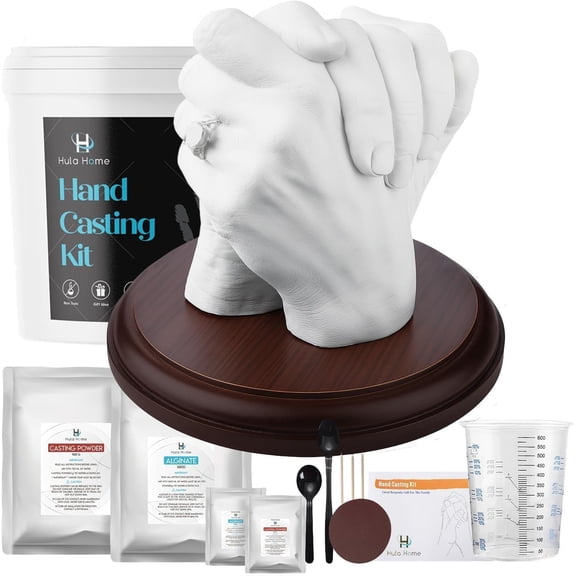 Hand Casting Kit for Couples or Family with Mounting Plaque | Anniversary DIY Gifts Her & Him, Keepsake Sculpture Wedding Kids
