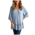 thumbnail image 4 of QGJZVUNL Flowy V Neck T Shirts for Women Fall Clothes Casual Long Sleeve Blouses Business Work Tops Size 4XL, 4 of 8