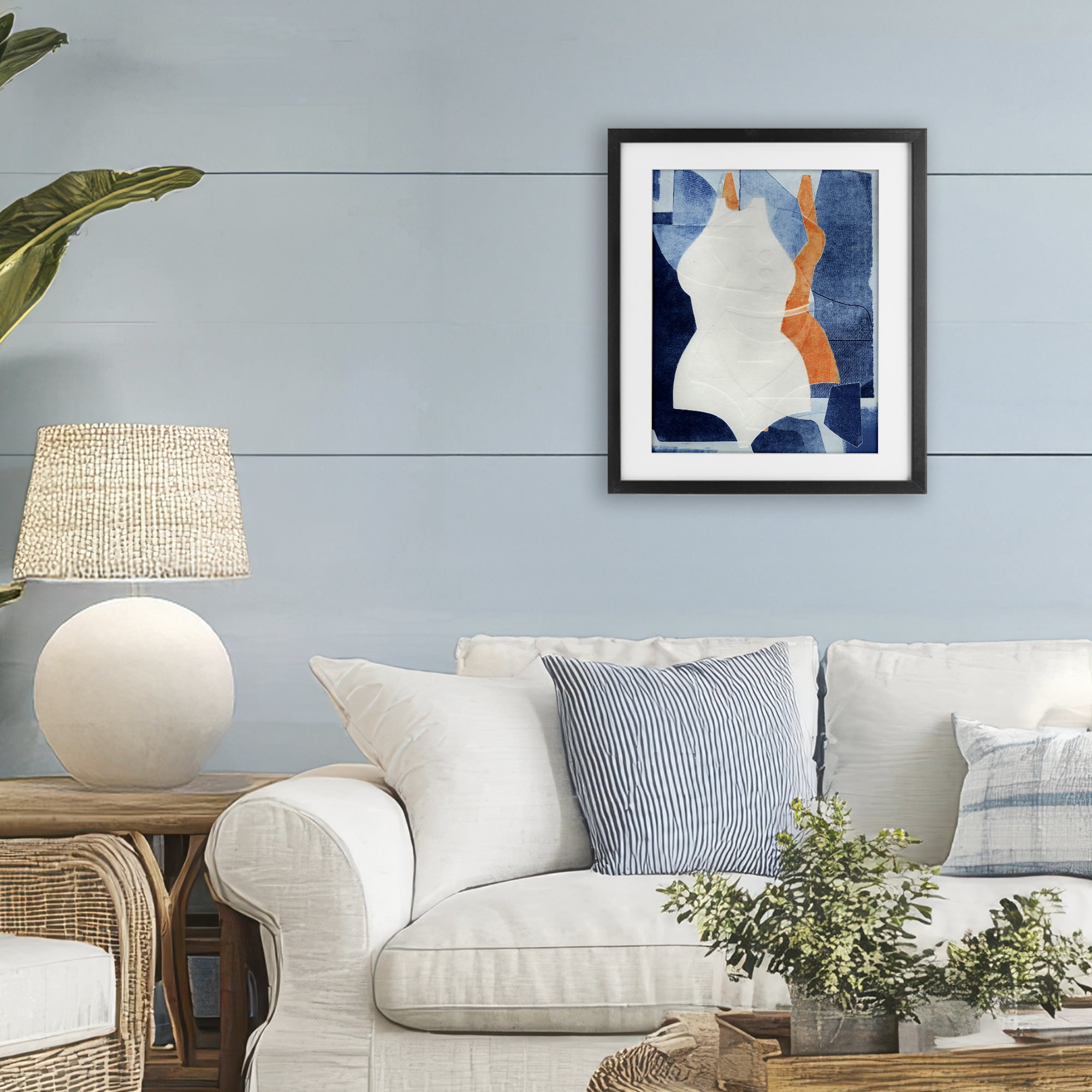Stupell Industries Abstract Fashion Shapes Blue Black Framed Print Under Glass, design by Stacy Milrany