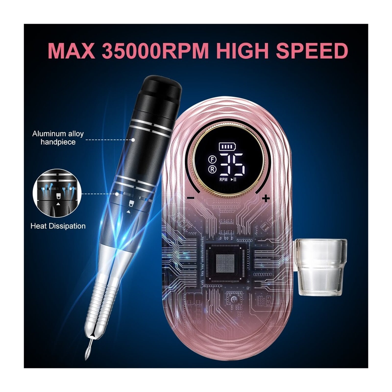 35000RPM Electric Nail Drill Machine,Professional Rechargeable Nail File Nails,Electric Nail File For Acrylic Nails Gel Nails ,Low Noise