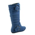 thumbnail image 2 of Bank-81 Women's Fashion Zipper Big Buckle Slouch Casual Flat Heel Mid Calf Round Toe Boots, 2 of 3