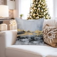 thumbnail image 4 of Ethan Taylor Abstract Throw Pillow Soft Cushion Cover 'Journey Paint Brush Strokes Modern' Transitional Pattern Decorative Square Accent Pillow Case, 18x18 Inches, Gold, Gray, 4 of 5