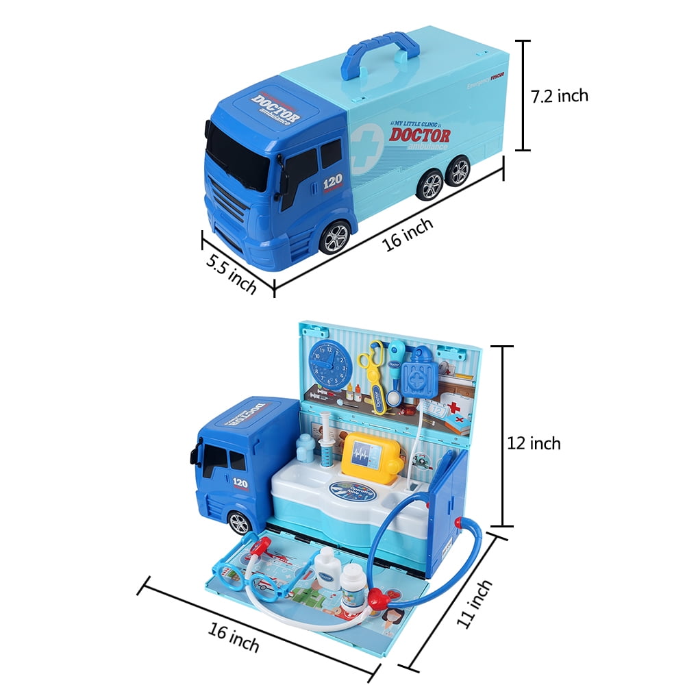 Medical Ambulance Truck Style Doctor Nurse Medical Kit Playset Pretend
