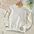 thumbnail image 5 of Ulanda Girls Long Sleeve Shirts Cute Ruffle Shoulder Crewneck Sweatshirts Pullover Tops 5-14 Years (Beige, 9-10 Years), 5 of 5