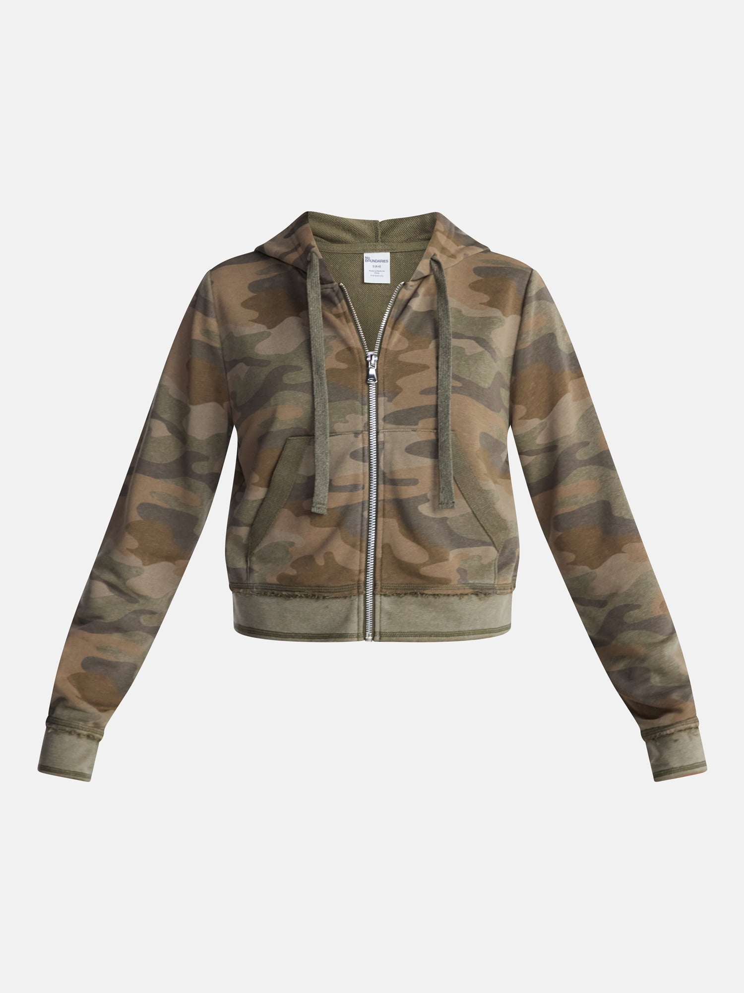 No Boundaries French Terry Zip-Up Hoodie Jacket, Women's Sizes XXS-XXL