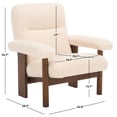 thumbnail image 3 of SAFAVIEH Attwell Accent Chairs, &nbsp;Cream Faux Shearling/Brown (32.9 in. W x 29.5 in. D x 32.7 in. H), 3 of 12