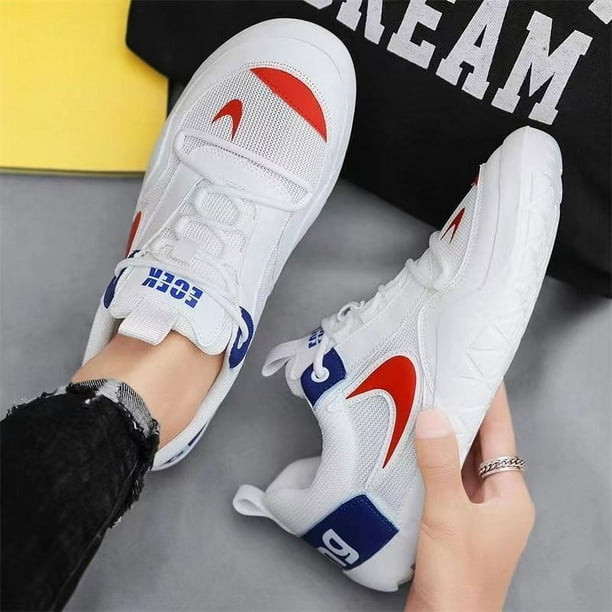 Zapatos de hombre otoño transpirable malla zapatillas casuales running suela suave jóvenes zapatos de moda blancos