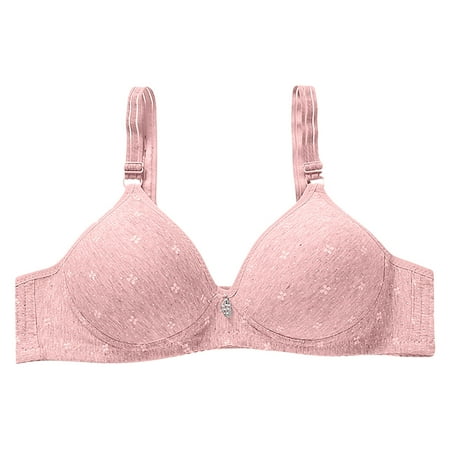 Yyeselk Daily Bra for Women No Underwire Breathable Full Coverage T-Shirt Bras Adjustable Strap Soft Comfort Push Up Everyday Bras Watermelon Red L
