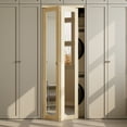 thumbnail image 2 of 30" x 80" High Definition Mirror & Pine Wood Bifold Doors with Hardware Kit & Knob, Interior Folding Door for Closet, Pantry Door, Unfinished Natural Solid Wood Door, 2 of 10