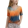 thumbnail image 2 of Soki T-Shirts pour Filles Dégradé T-Shirt Manches Courtes Hauts T-Shirt Col en V Tee 3-14 Ans, 2 of 5
