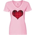 thumbnail image 3 of Inktastic Red Plaid Heart Women's V-Neck T-Shirt, 3 of 5