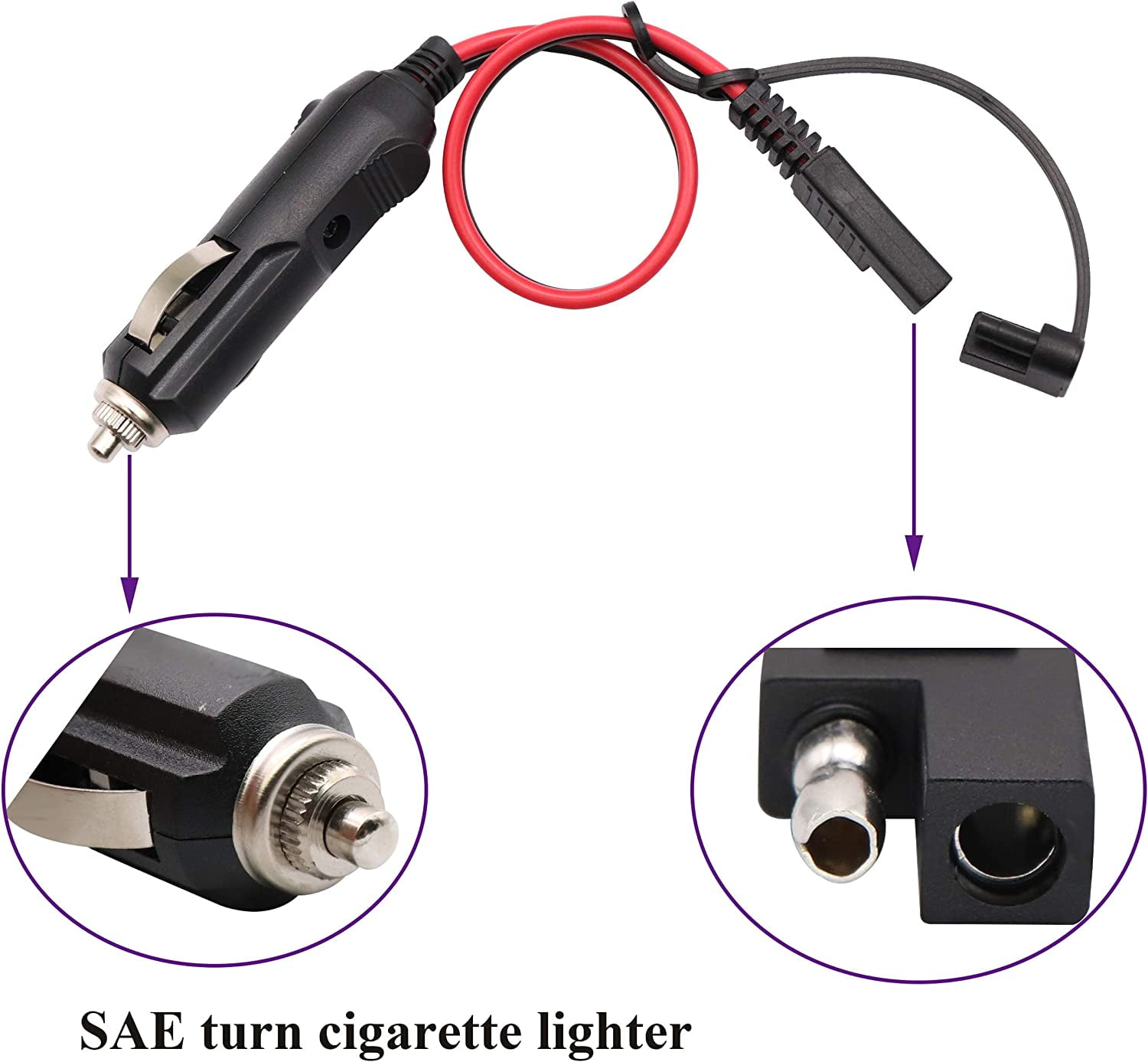  12V/24V Cigarette Lighter Plug to SAE Quick Release