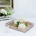 thumbnail image 4 of BalsaCircle 16x12" Rose Gold Metal Rectangle Fleur De Lis Trimative Mirror Serving Tray, 4 of 8