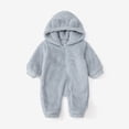 thumbnail image 2 of Otqutp 6M-4 Years Baby Boys Girls Long Sleeve Jumpsuit Romper for Babys Clothes Solid Colours Outfit Fall Winter Warm Clothes(Blue,12-18 Months), 2 of 4