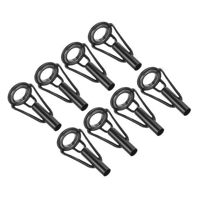 Unique Bargains 3.8mm Stainless Steel Fishing Rod Tip Repair Kit Pole Ring Guide Replacement, Black 8 Pack