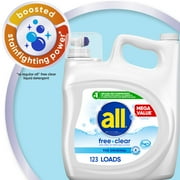 all Free Clear Liquid Laundry Detergent, Oxi, 184.5oz, 103 Loads