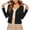 Black, variant on Women's V Neck Single Button Cropped Cardigan, Lightweight Slub Knit Long Sleeve Layering Sweater
