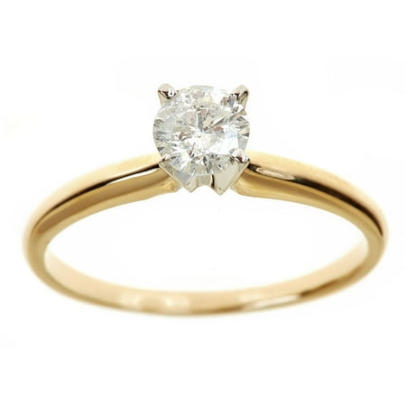 Certified Diamond Solitaire Ring - 1 Carat T.W. Round White Diamond 14kt Yellow Gold Solitaire Ring, IGL certified