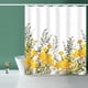 thumbnail image 1 of Rideau de douche, rideau de douche en tissu doublé jaune rideau de douche floral – 182,9 cm l x 182,9 cm l avec 12 crochets pour la maison, l'hôtel, les rideaux de lavage en machine, le rideau de dou JAMW Sencillez, 1 of 5