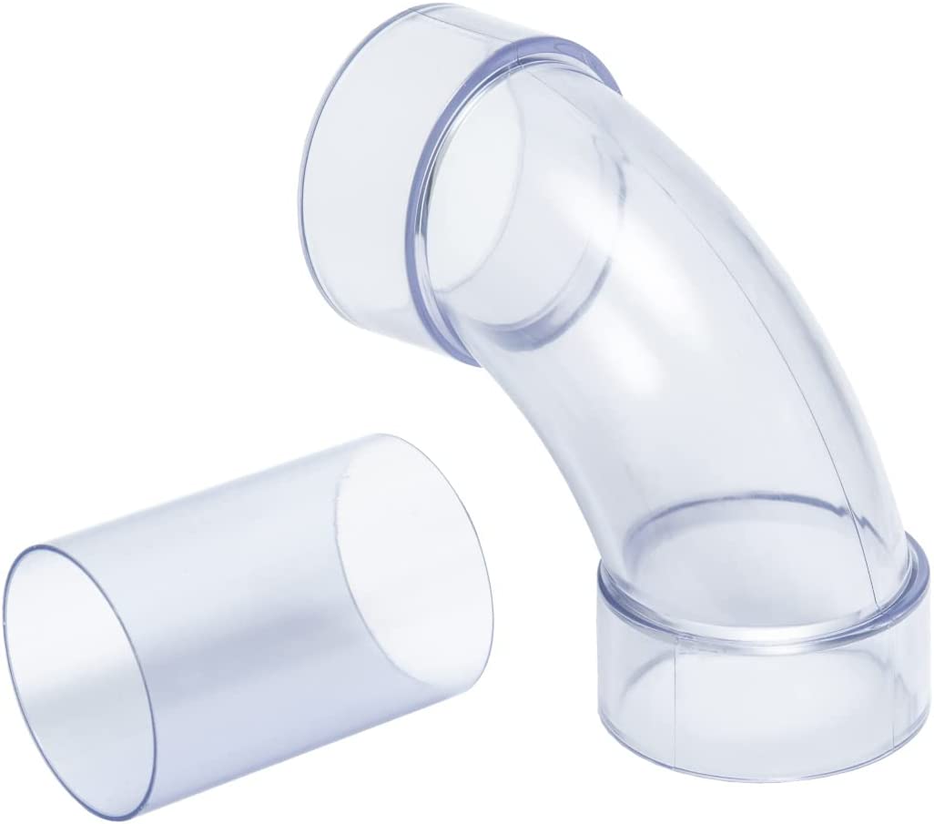 POWERTEC 2-1/2 Inch ID 90 Degree Elbow for 2-1/2 Inch OD Dust Collection Pipes, Adapters and Fittings with Splice for 2-1/2 Inch ID Dust Collection Hose Connector (Clear),  70321