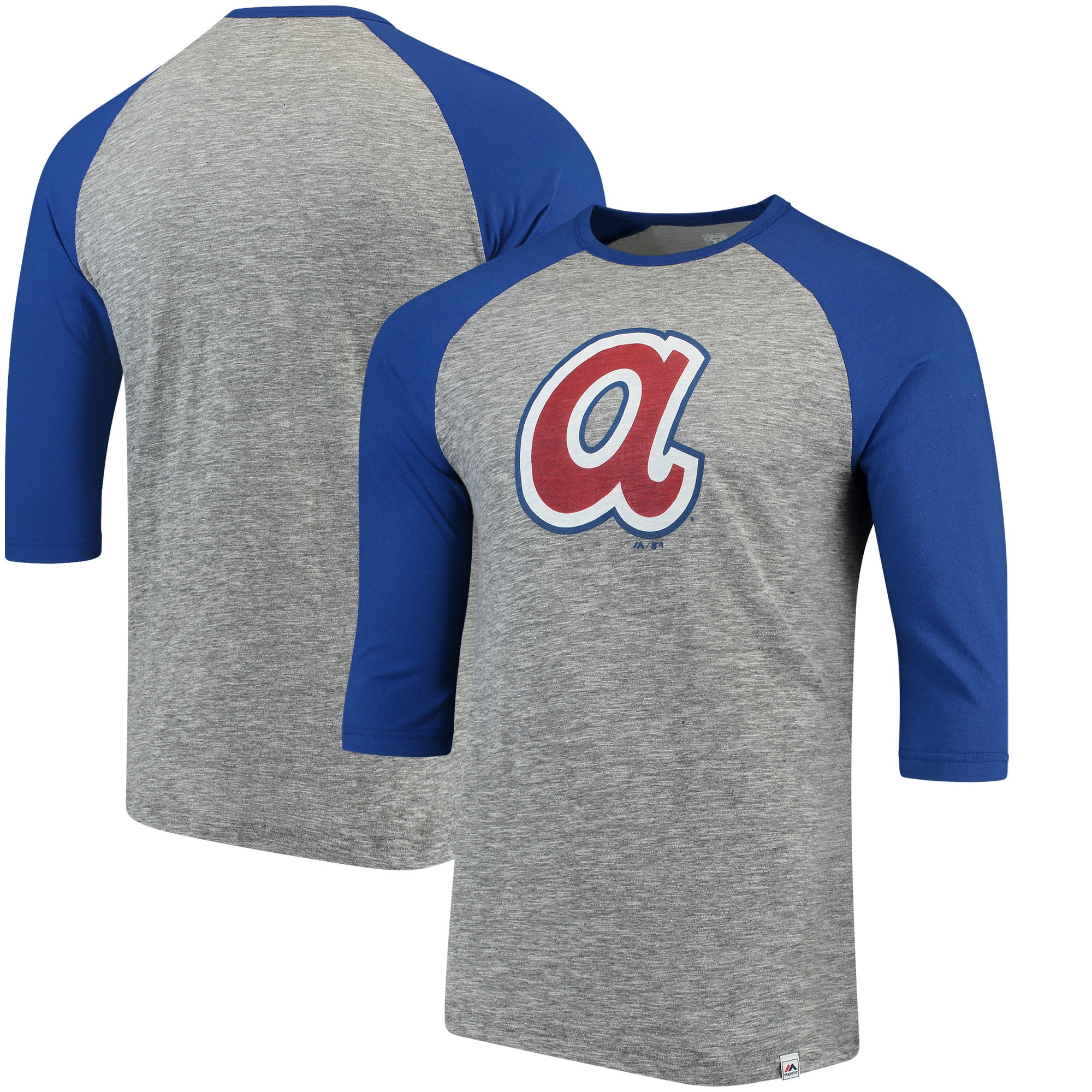 Atlanta Braves Majestic Cooperstown Collection Logo 3/4Sleeve Raglan T