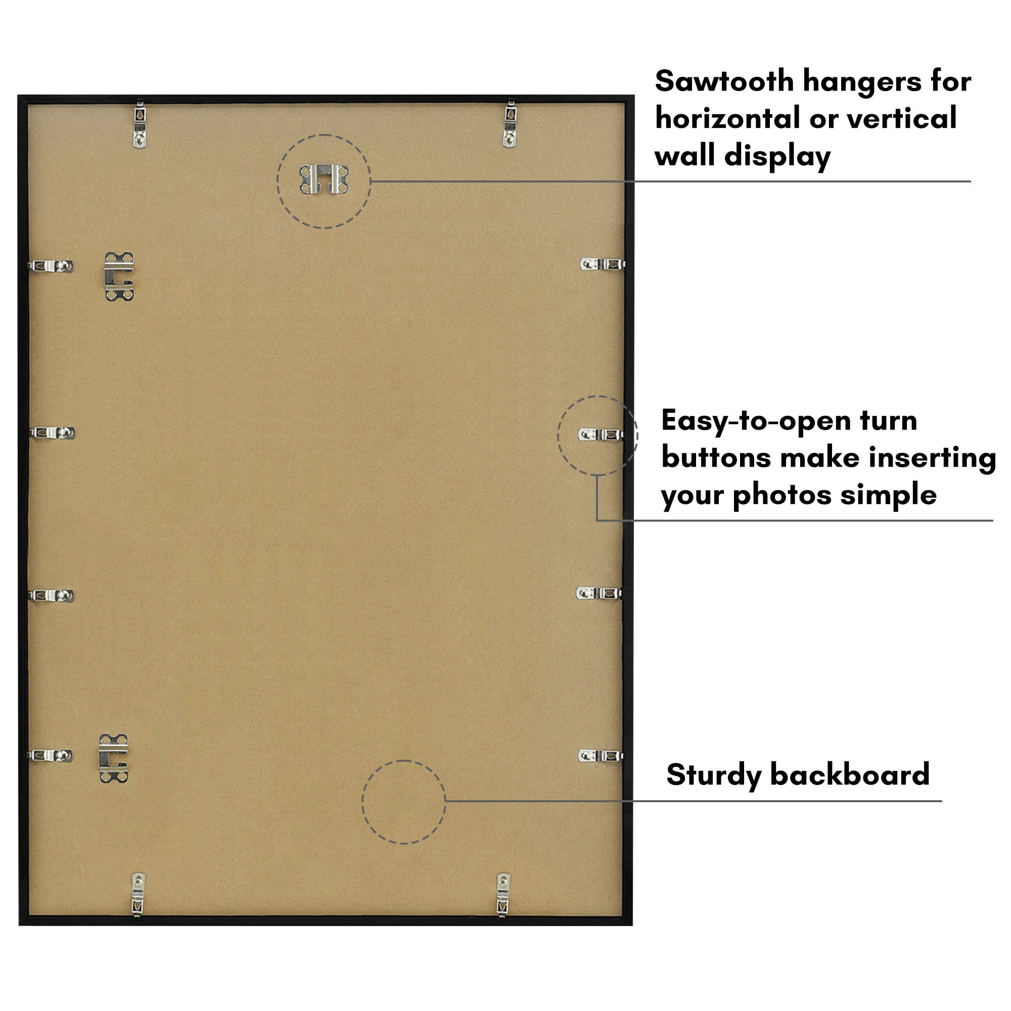 Americanflat 20x27 Picture Frame with Polished Plexiglass Streamline Collection Thin Border Wall - Black